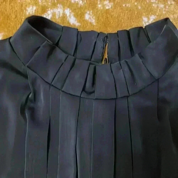 WHBM pleated high neck belted little black dress large - Picture 3 of 6